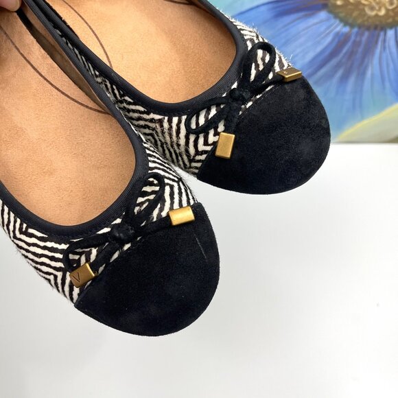 Vionic Minna Zebra Print Ballet Flats With Bow Detail - Black & White Size 6 - Picture 10 of 16